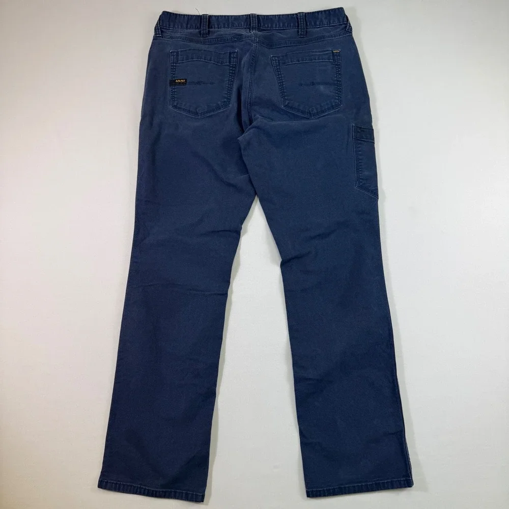Ariat Rebar M4 Made Tough Pants Mens 34x32 Navy Blue Relaxed Straight *Stains